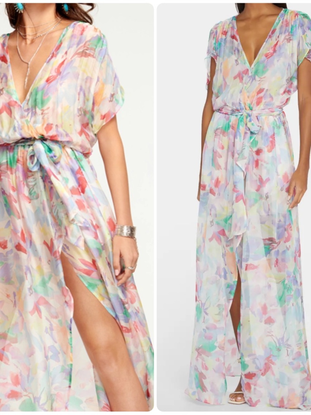RAMY BROOK Printed Marion Short Sleeve Maxi Dress